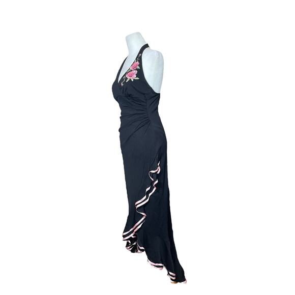 Rampage Halter Women's Dress Black Pink Size Medium Floral Fairy‎ Pinup Girl Y2K - Picture 4 of 13